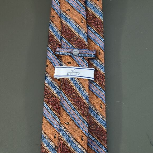 ENRO Men's 100% Silk Necktie Copper Metallic Lot of 2 - Picture 3 of 7